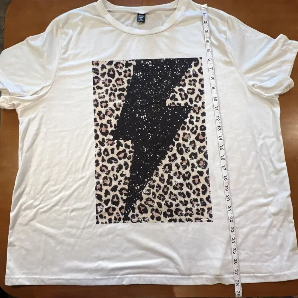 SHEIN T Shirt Womens 4XL Leopard Lightning Bolt Minimalist Edge Retro 90s Punk - Picture 10 of 10
